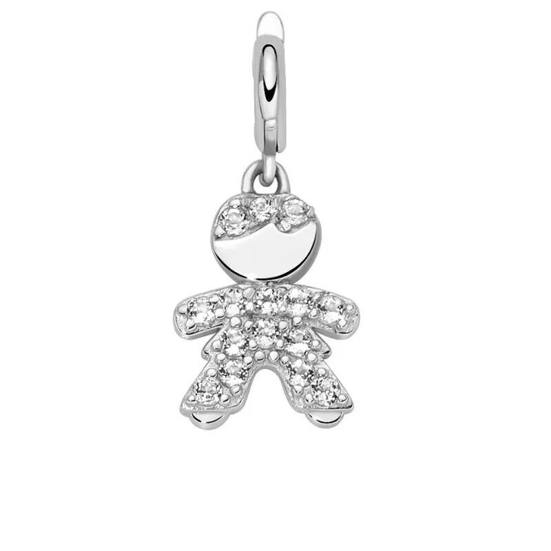 Miluna Simboli Charm Bambino Argento 925 e Topazi Bianchi PFD901