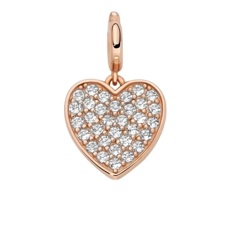 Miluna Simboli Charm Pendente Cuore Argento 925 e Topazi Bianchi PFD889R