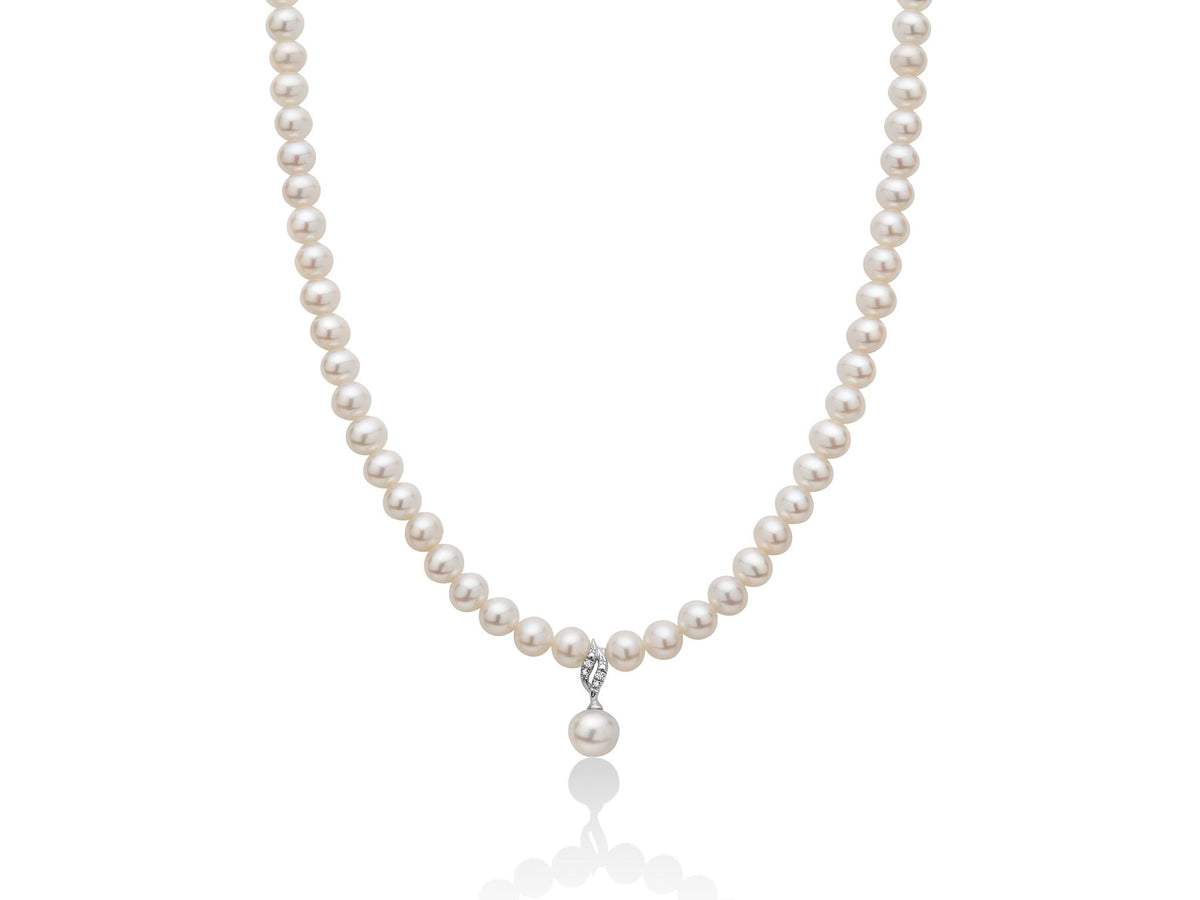Miluna Collana Donna In Oro 18kt Perle Naturali E Diamanti Referenza Pcl5527v