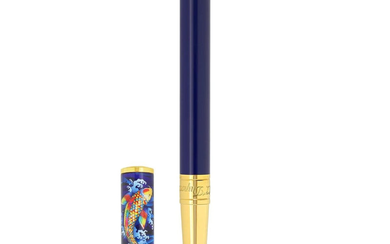 S.T. Dupont D-Initial Roller Koi Fish Azzurro 262005 Garanzia Ufficiale