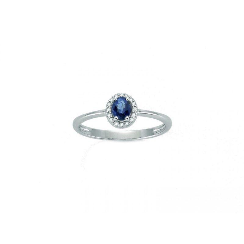 Miluna Collezione Gemme Preziose LID3266 Anello in Oro Bianco 18k Zaffiro Naturale e Diamanti Naturali