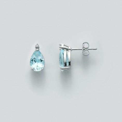 Miluna Orecchini Acquamarina Diamanti Naturali E Oro Bianco 18k Erd2492