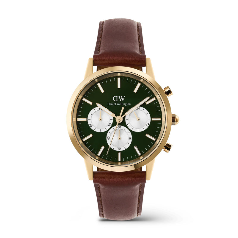 Daniel Wellington Iconic Chronograph St Mawes Emerald Panda Gold  Orologio Uomo Cassa da 42 mm Referenza DW00100876 Garanzia Ufficiale Italia