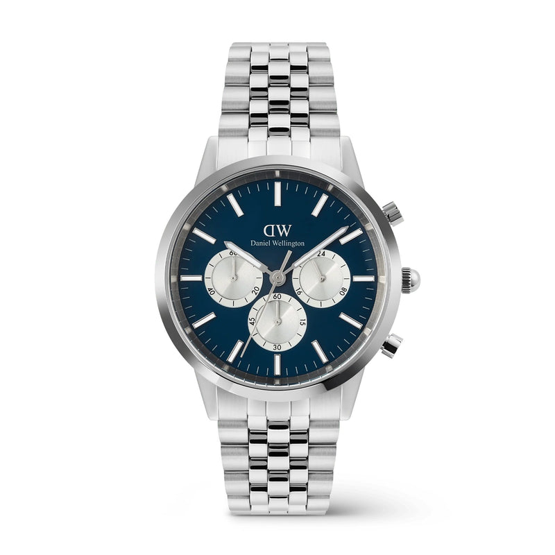 Daniel Wellington Iconic Chronograph Arch 5-Link Arctic Panda Silver  Orologio Uomo Cassa da 42 mm Referenza DW00100874 Garanzia Ufficiale Italia