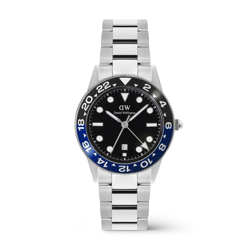 Daniel Wellington Orologio Uomo Iconic GMT Link Black Blue Ceramic Bezel Silver Referenza DW00100921  Garanzia Ufficiale Italia