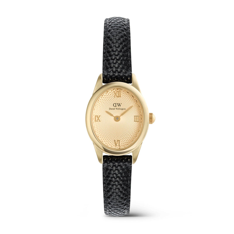 Daniel Wellington Orologio Donna  Ophelia Mini Black Lizard Unitone Guilloché Gold Referenza DW00100897 Garanzia Ufficiale Italia
