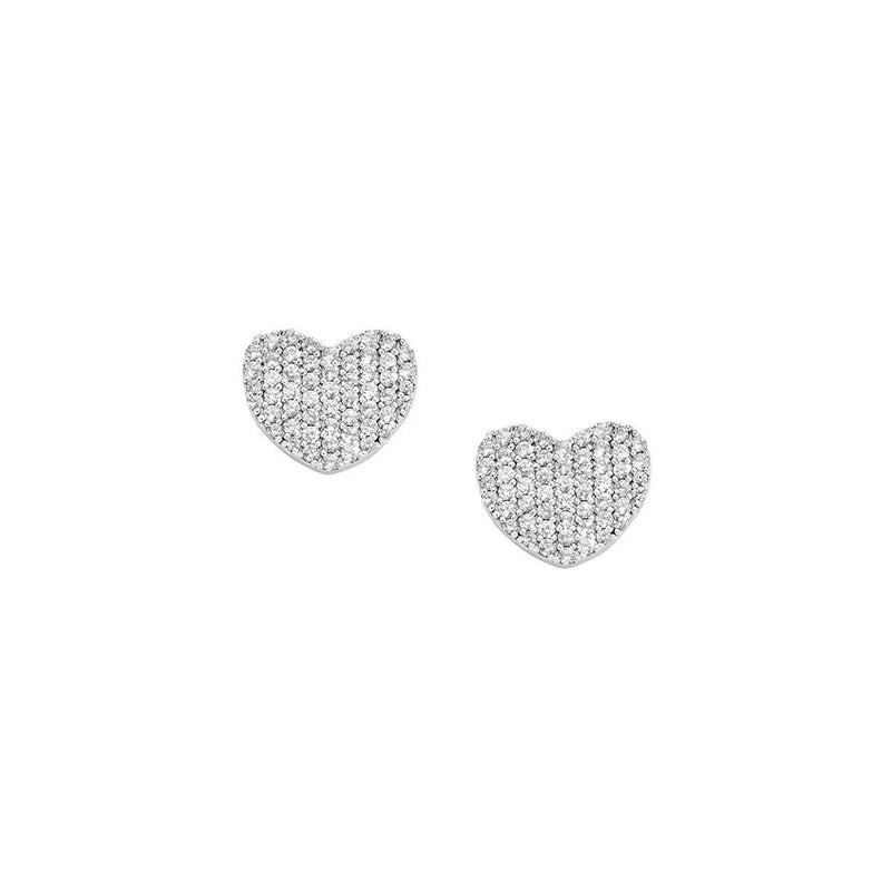 AMEN ORECCHINI CUORE FLAT PAVE' ARGENTO 925 REFERENZA  EFLHBBZ  NUOVI