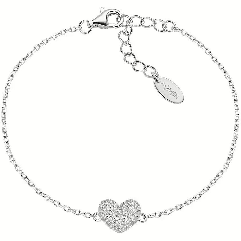 AMEN  BRACCIALE  MINI CUORE PAVE' DONNA  ARGENTO 925 REFERENZA   BRHBOBBZ  NUOVO