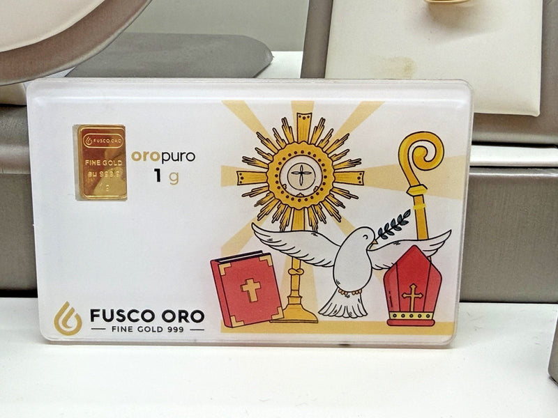 FUSCO ORO LINGOTTO  1 GRAMMO  CRESIMA ORO PURO 24KT  999.9   IN BLISTER
