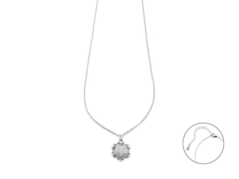 4US CESARE PACIOTTI  PERLA PALLA PAVE' BIANCA WOMAN COLLANA   4UCL7189W NUOVA