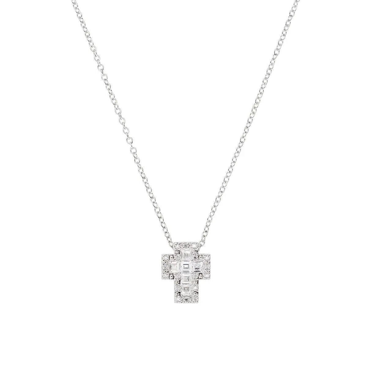 AMEN  COLLANA  MINI  DOPPIA CROCE  ARGENTO 925 REFERENZA  CLCRREBBBZ3 NUOVA