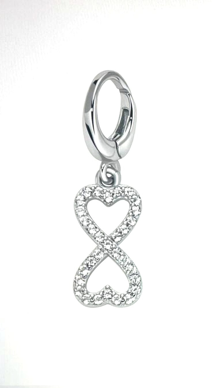 MILUNA  SIMBOLI  CHARM  INFINITO   ARGENTO 925 E TOPAZI BIANCHI PFD915