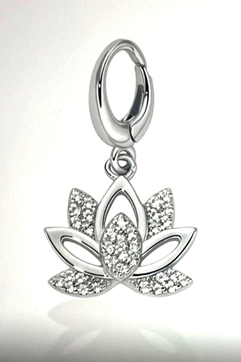 MILUNA  SIMBOLI  CHARM  FIORE    ARGENTO 925 E TOPAZI BIANCHI PFD916