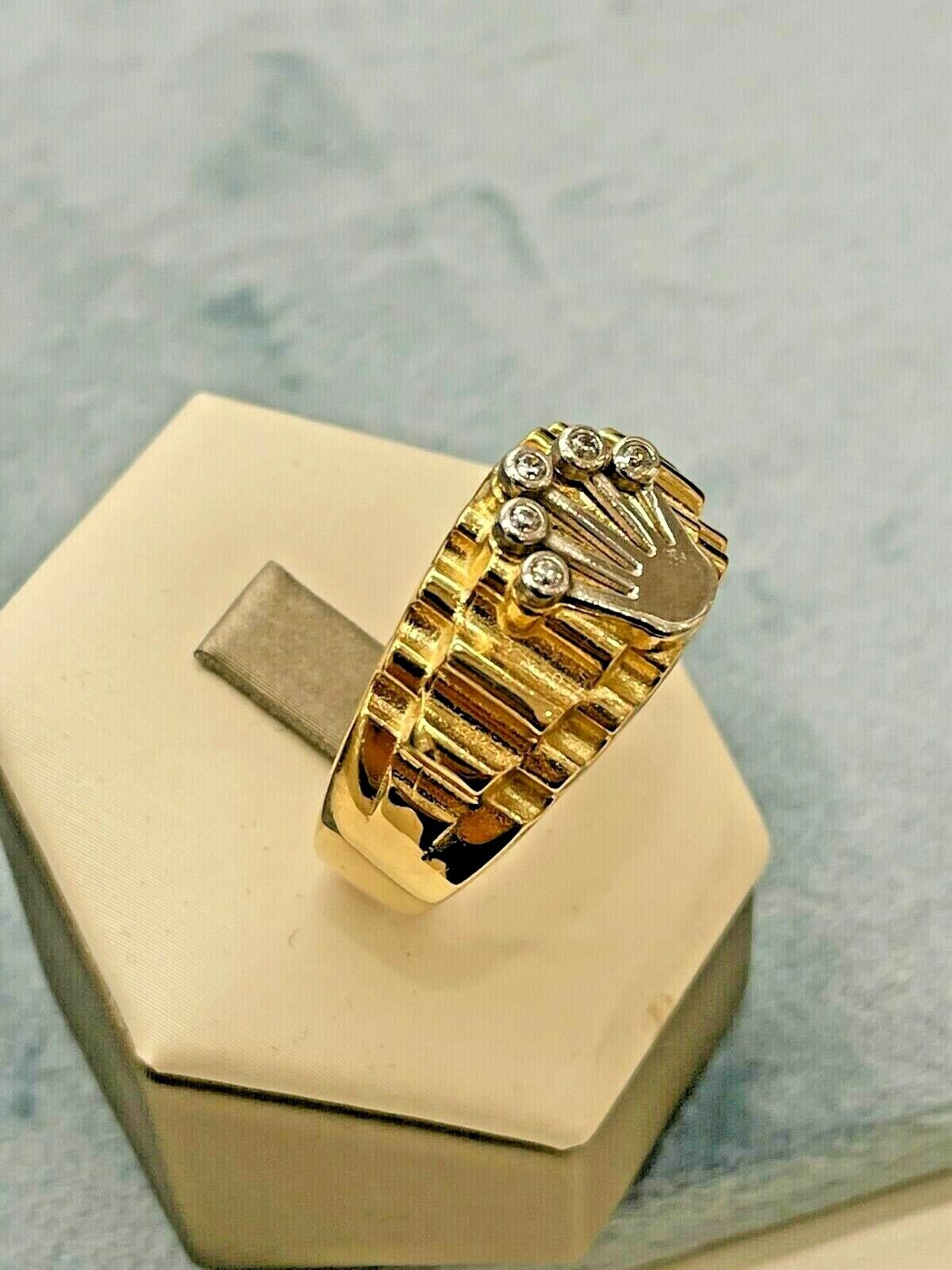 Anello Uomo Oro Giallo E Bianco 18k Titolo 750 Gr. 8,14 Misura Dito 24 Nuovo - immagine 2