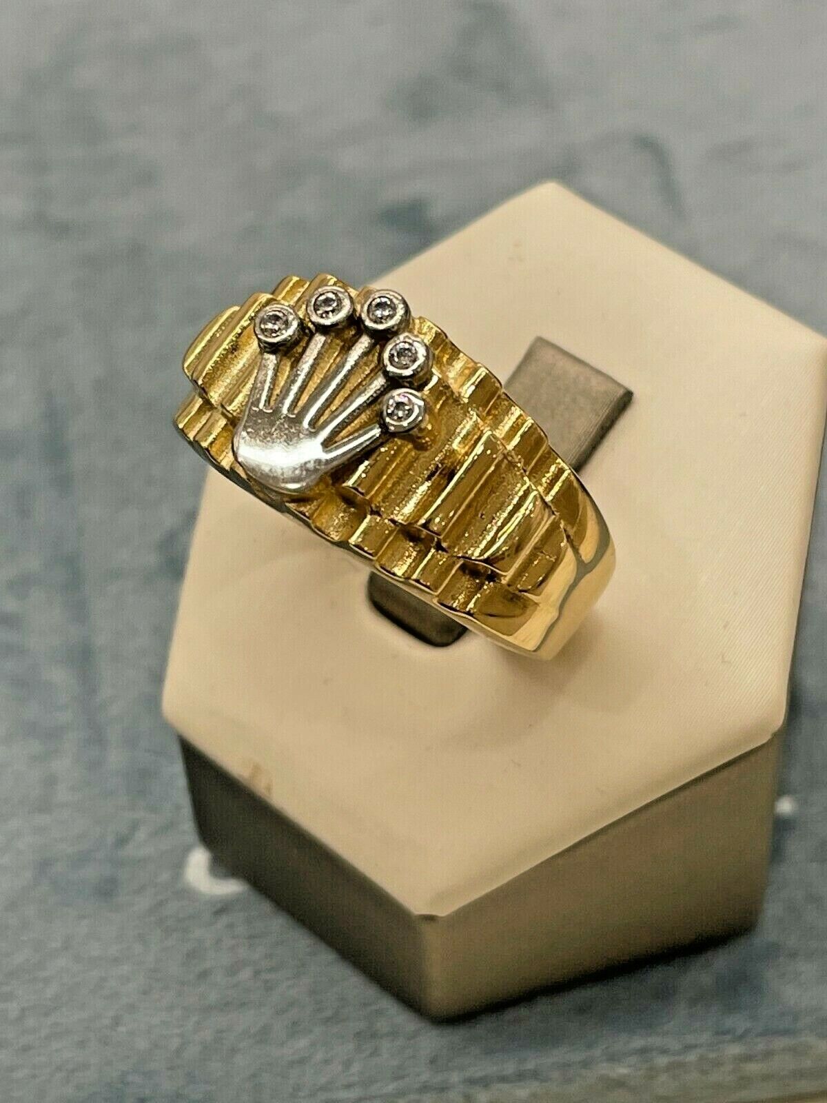 Anello Uomo Oro Giallo E Bianco 18k Titolo 750 Gr. 8,14 Misura Dito 24 Nuovo - immagine 3