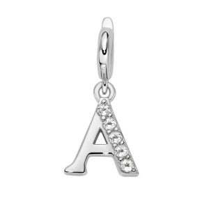 MILUNA  CHARM  PENDENTE  LETTERE   A  ARGENTO 925 E TOPAZI BIANCHI  PFD888-A