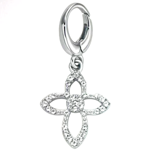 MILUNA  SIMBOLI  CHARM  CROCE   ARGENTO 925 E TOPAZI BIANCHI PFD913